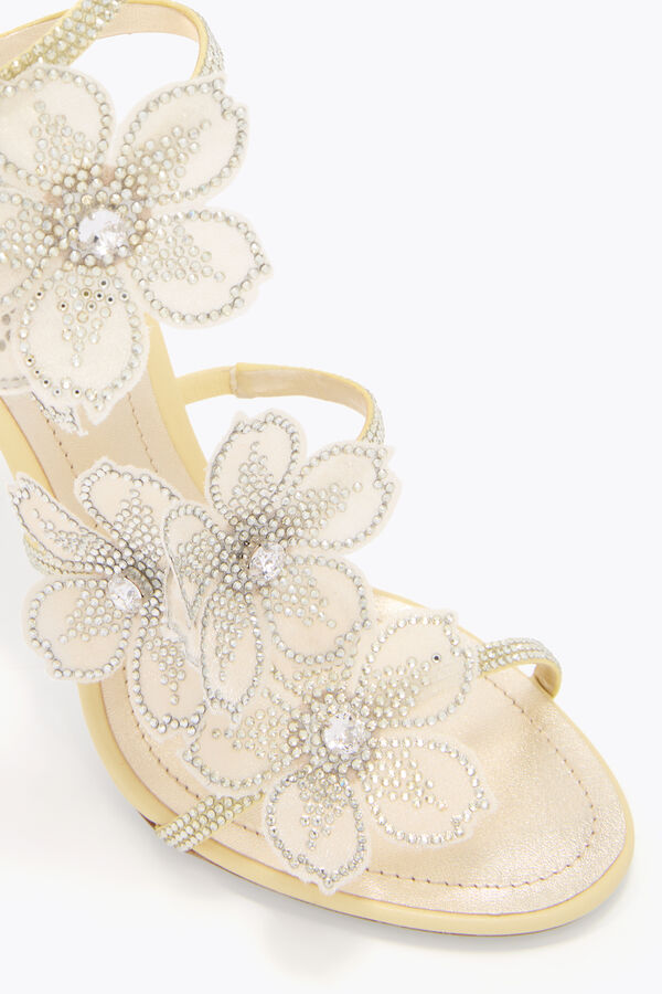 jeweled peach flower lemon yellow sandal 105 rene caovilla