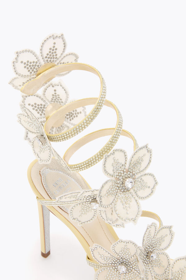 jeweled peach flower lemon yellow sandal 105 rene caovilla