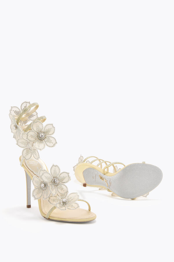 jeweled peach flower lemon yellow sandal 105 rene caovilla