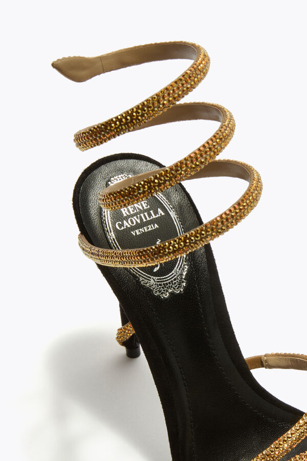 jeweled margot black and gold sandal 105 rene caovilla
