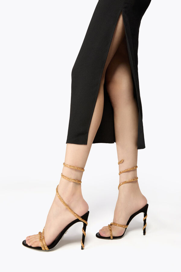 jeweled margot black and gold sandal 105 rene caovilla