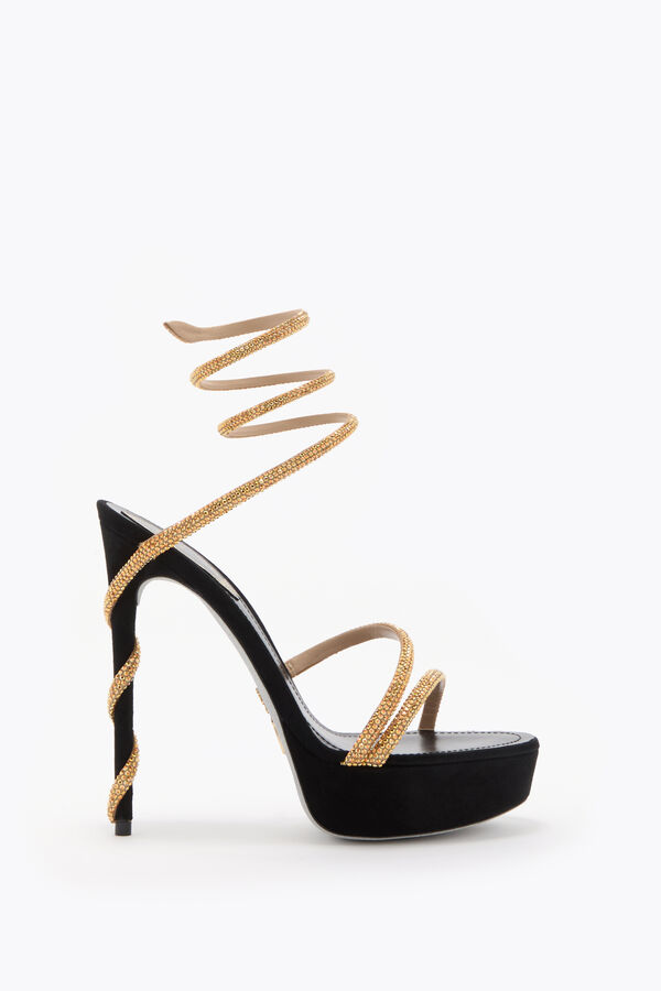 jeweled margot black and gold platform sandal 130 rene caovilla