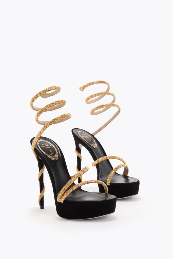 jeweled margot black and gold platform sandal 130 rene caovilla