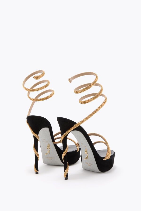 jeweled margot black and gold platform sandal 130 rene caovilla