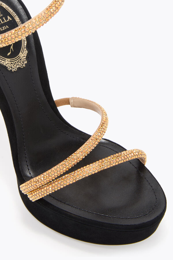 jeweled margot black and gold platform sandal 130 rene caovilla