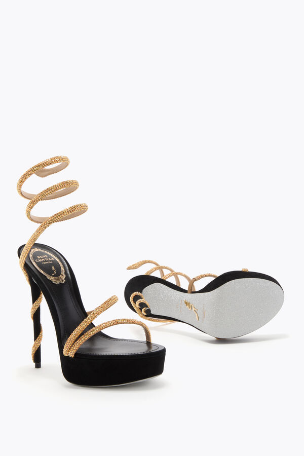 jeweled margot black and gold platform sandal 130 rene caovilla