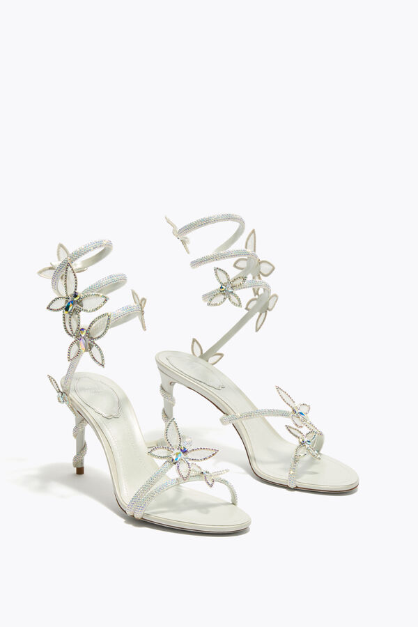 jeweled margot white sandal with butterflies 80 rene caovilla