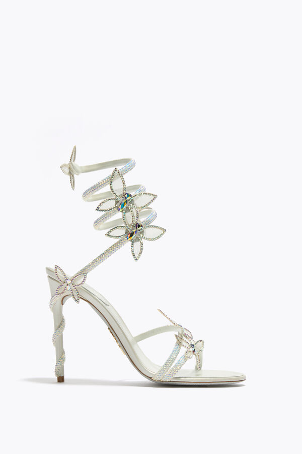 jeweled margot white sandal with butterflies 105 rene caovilla