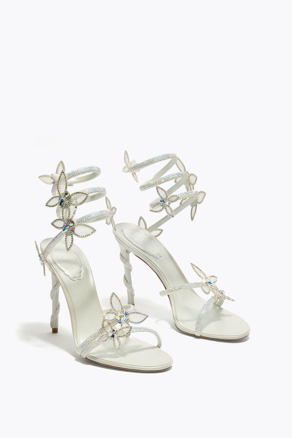 jeweled margot white sandal with butterflies 105 rene caovilla