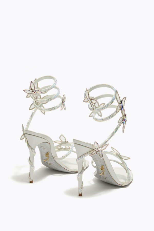 jeweled margot white sandal with butterflies 105 rene caovilla