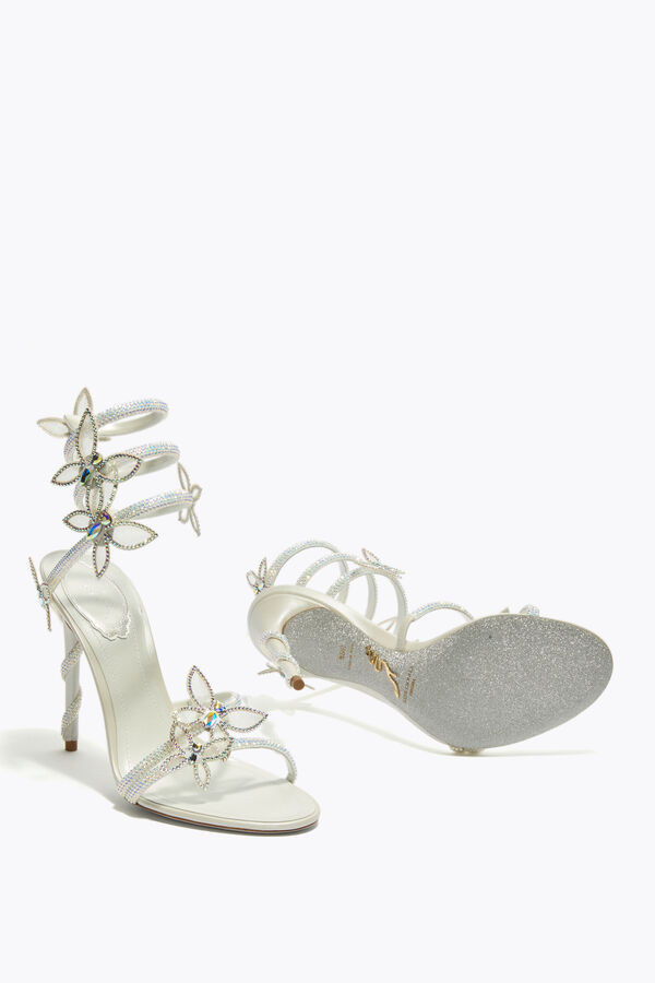 jeweled margot white sandal with butterflies 105 rene caovilla