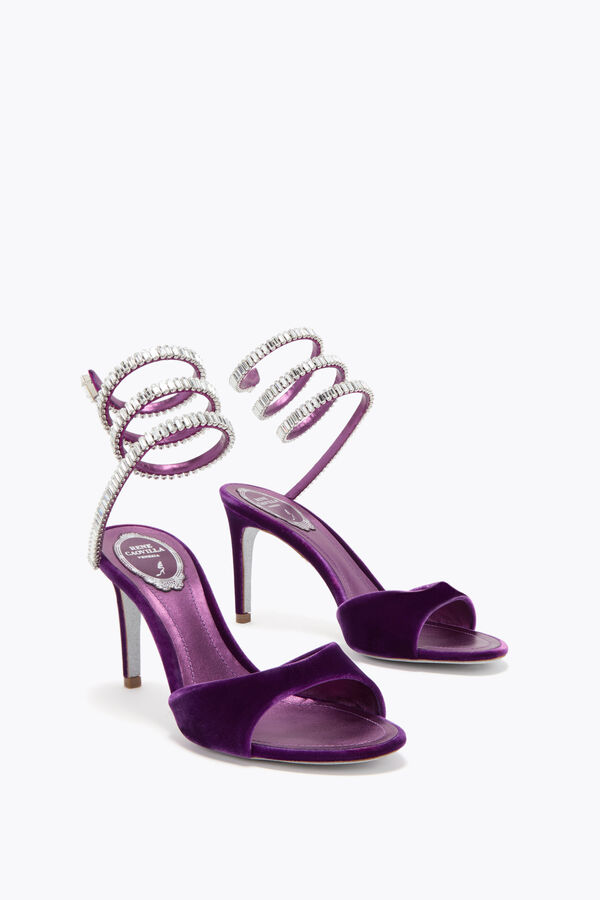 jeweled spark sandal in porpora velvet 80 rene caovilla