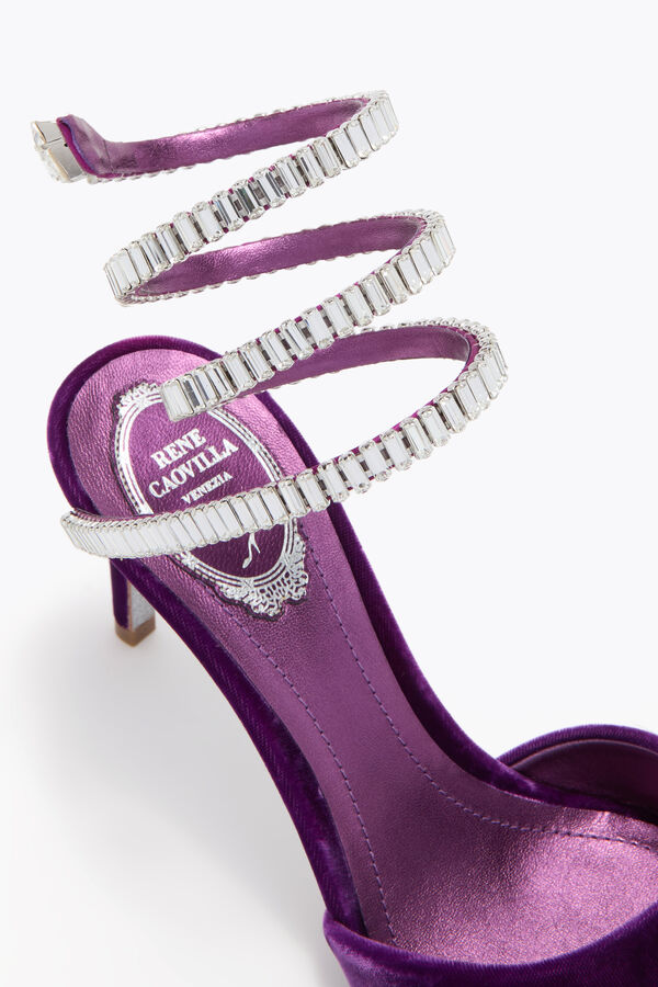 jeweled spark sandal in porpora velvet 80 rene caovilla