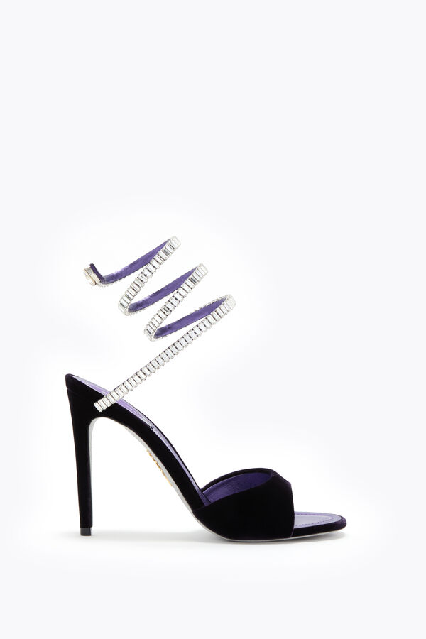 jeweled spark sandal in purple velvet 105 rene caovilla