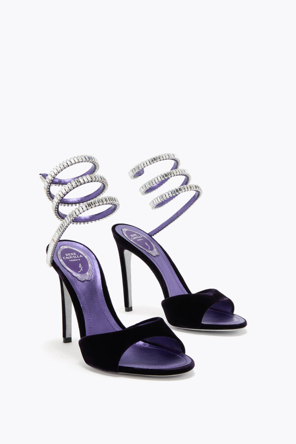 jeweled spark sandal in purple velvet 105 rene caovilla
