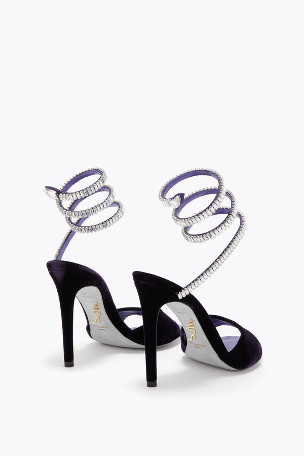 jeweled spark sandal in purple velvet 105 rene caovilla