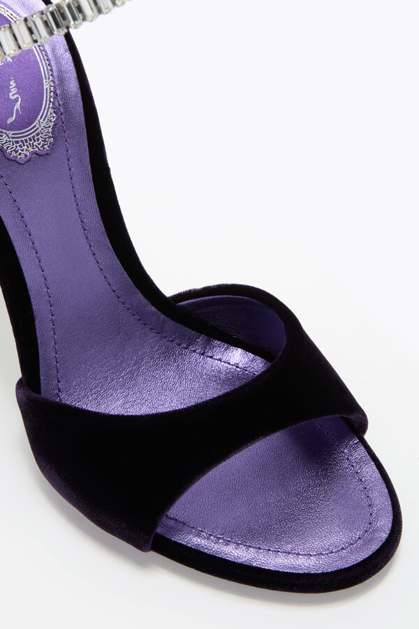 jeweled spark sandal in purple velvet 105 rene caovilla