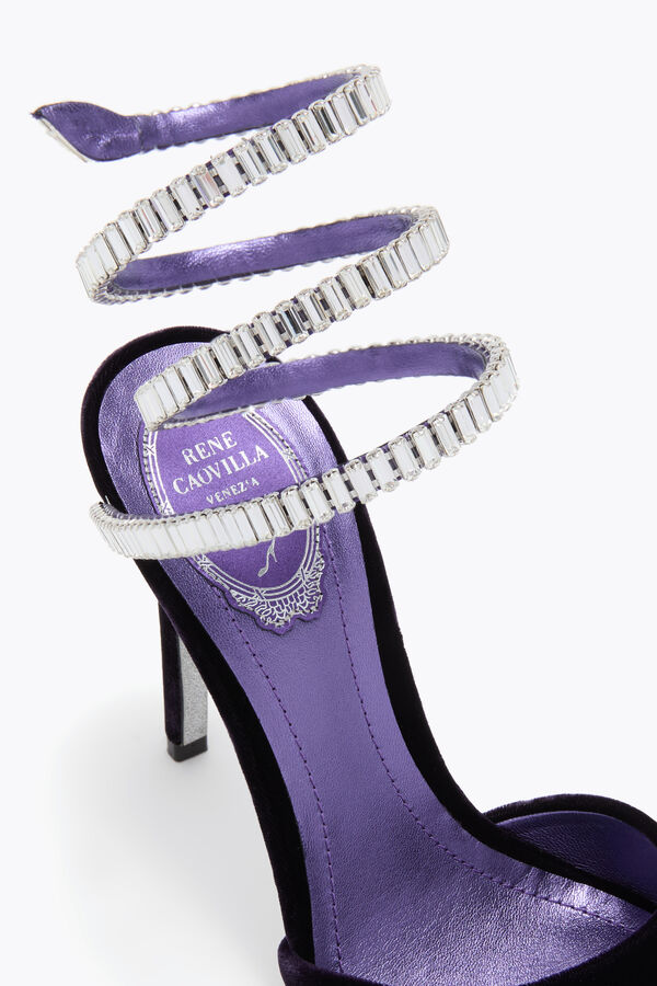 jeweled spark sandal in purple velvet 105 rene caovilla