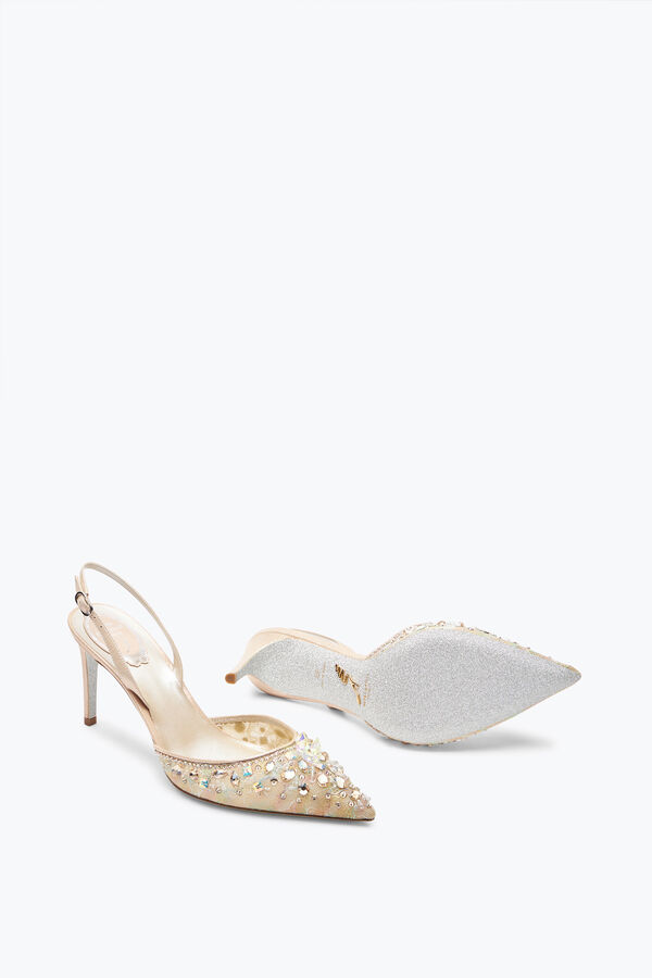 jeweled cinderella honey slingback with crystals 80 rene caovilla
