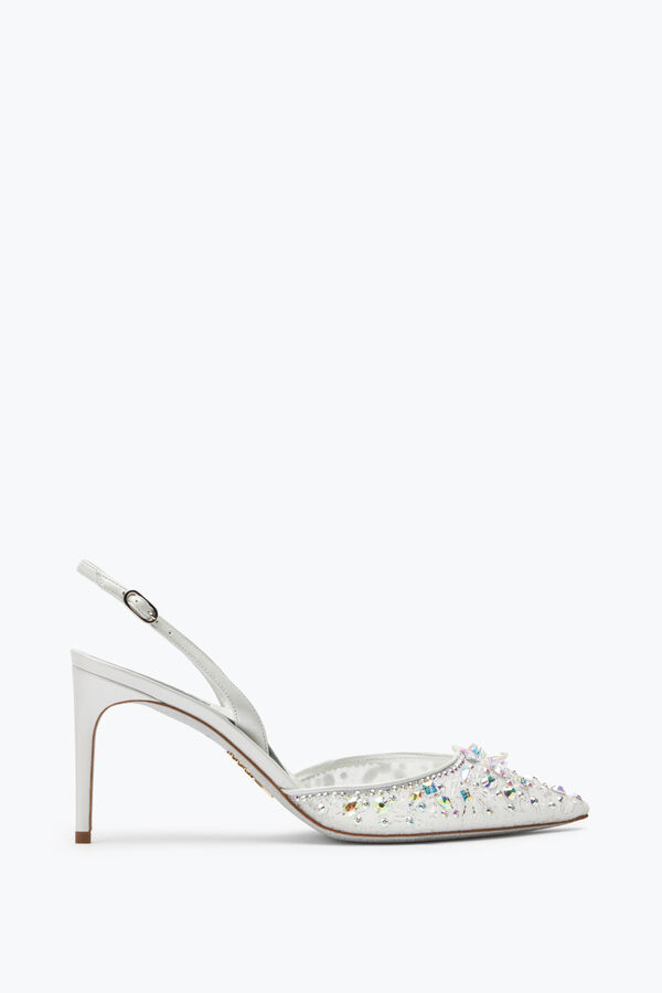 jeweled cinderella white slingback with crystal 80 rene caovilla