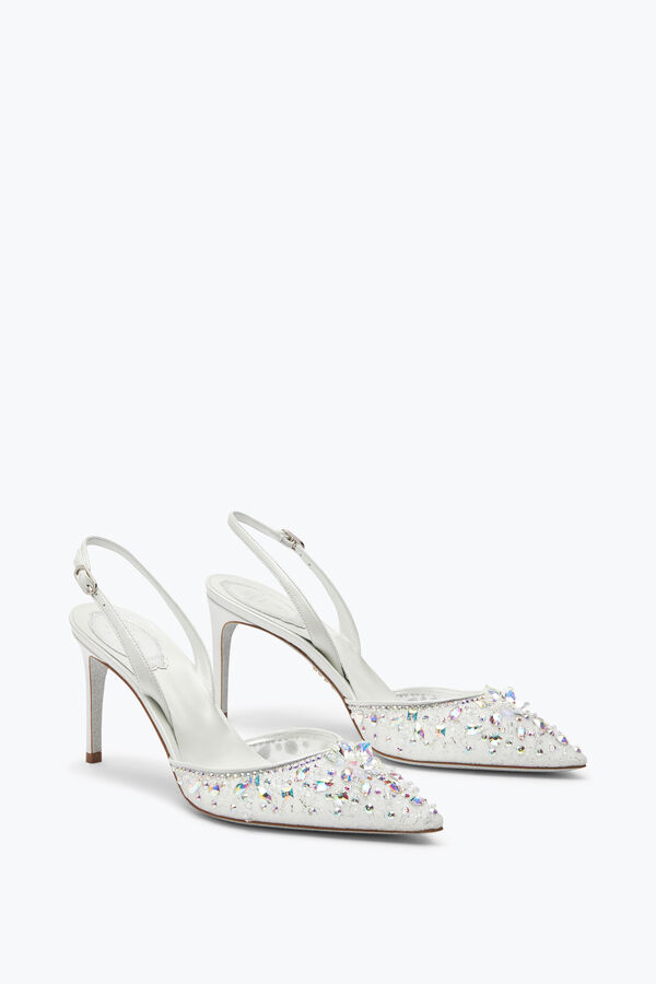 jeweled cinderella white slingback with crystal 80 rene caovilla