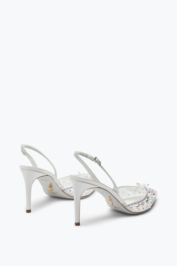 jeweled cinderella white slingback with crystal 80 rene caovilla