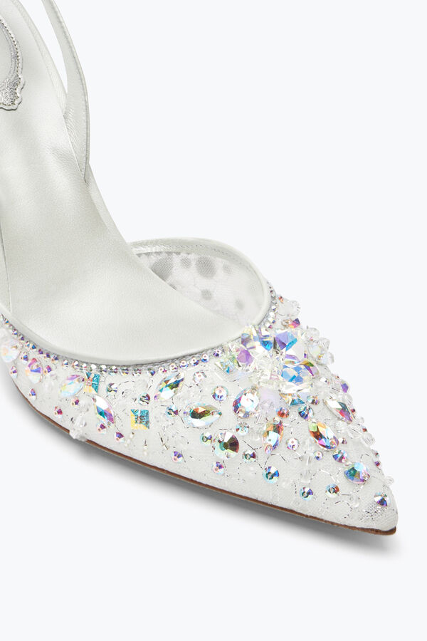 jeweled cinderella white slingback with crystal 80 rene caovilla