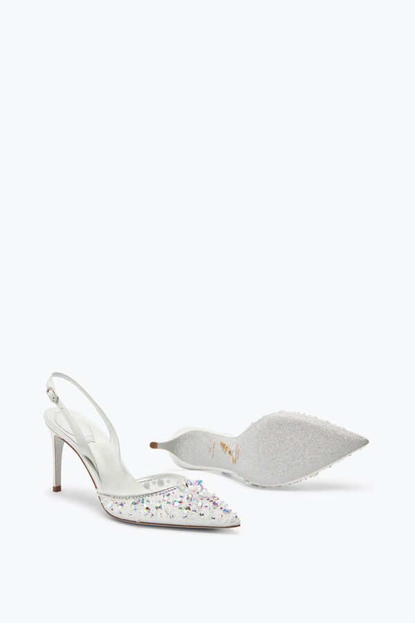 jeweled cinderella white slingback with crystal 80 rene caovilla